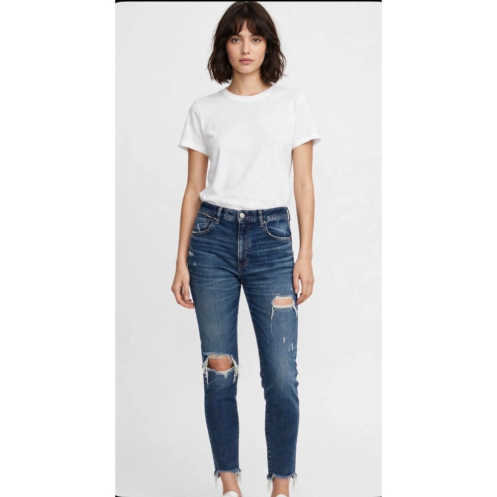 Moussy Vintage MV Odessa Wide Straight Distressed Jeans Blue 27